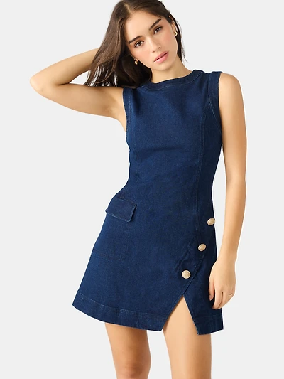 AUDRINA DRESS DARK BLUE DENIM