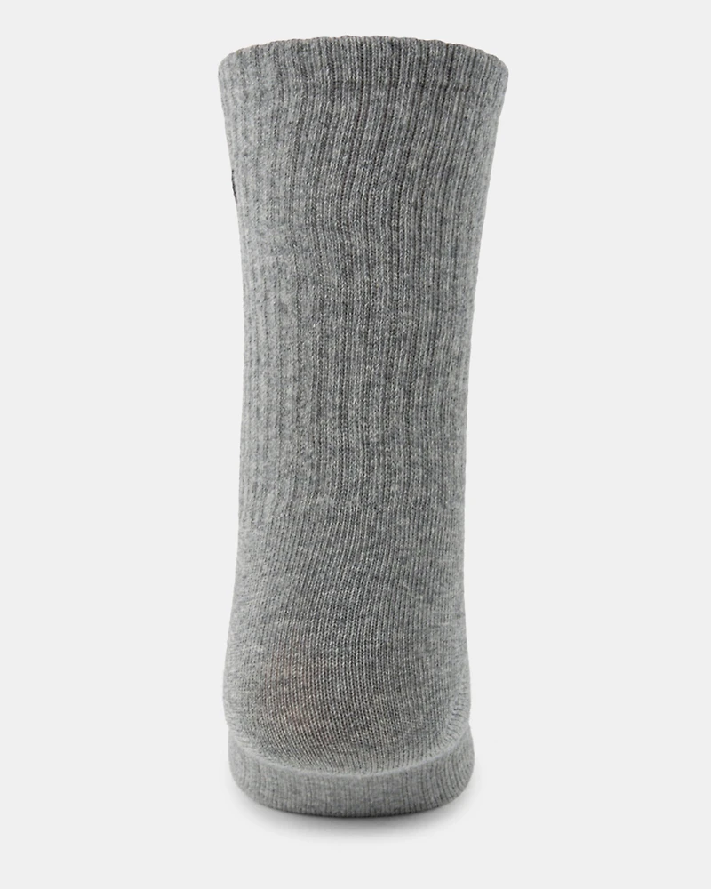 4PK WOMEN'S GREY MULTI LOGO CREW SOCKS