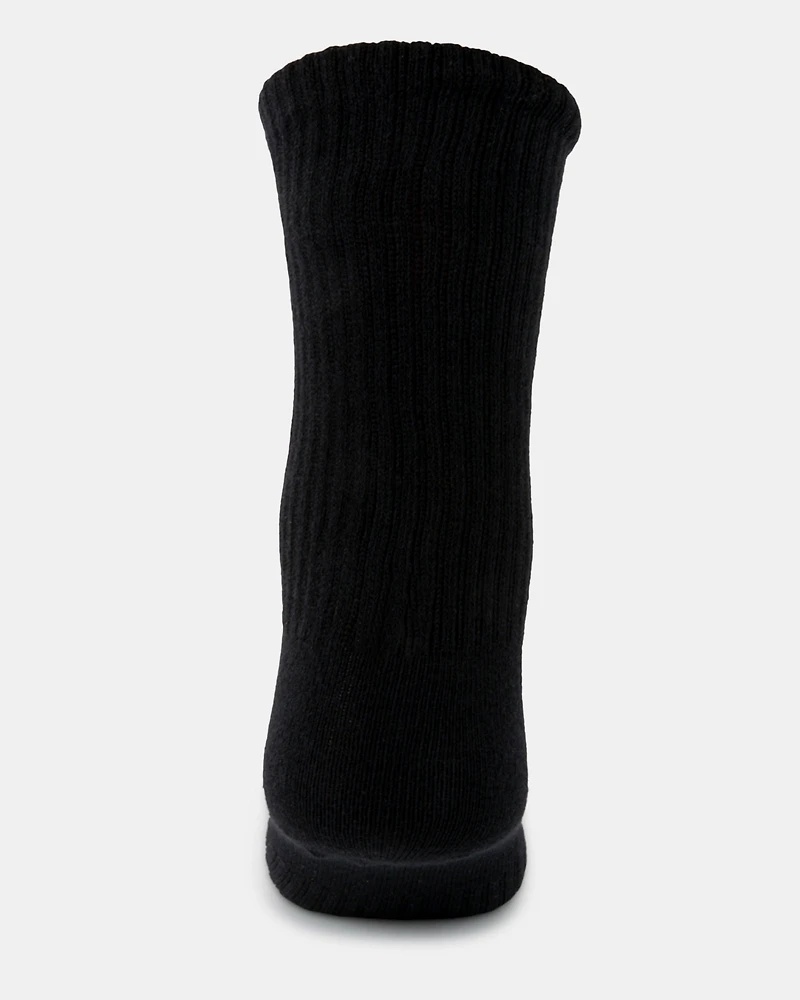 4PK WOMEN'S BLACK LOGO CREW SOCKS