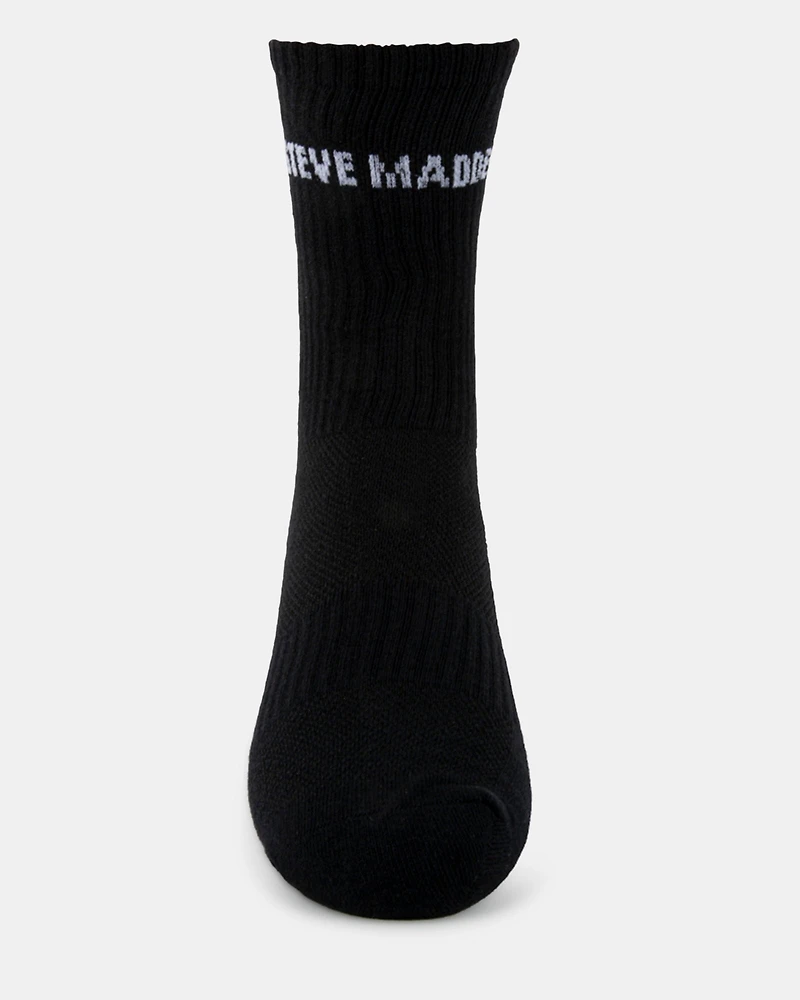 4PK WOMEN'S BLACK LOGO CREW SOCKS