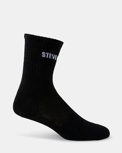4PK WOMEN'S BLACK LOGO CREW SOCKS