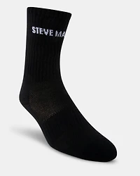 4PK WOMEN'S BLACK LOGO CREW SOCKS