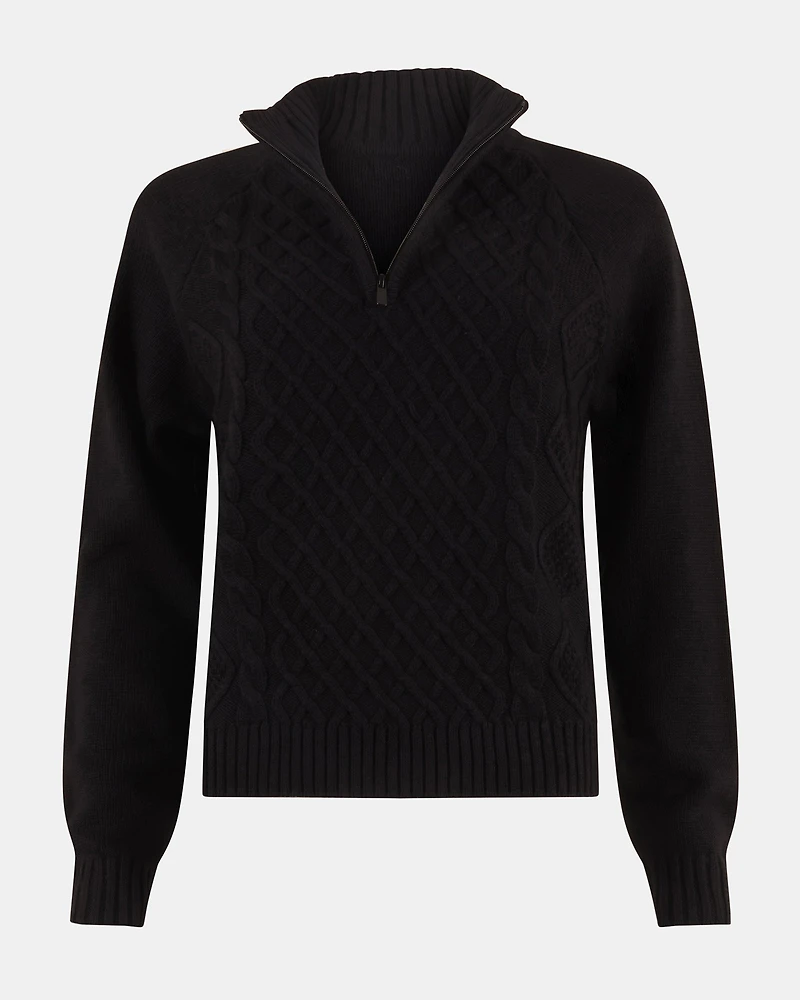 ALLY QUARTER ZIP SWEATER BLACK