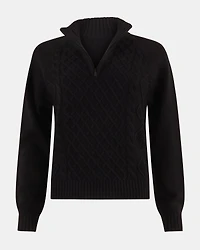 ALLY QUARTER ZIP SWEATER BLACK