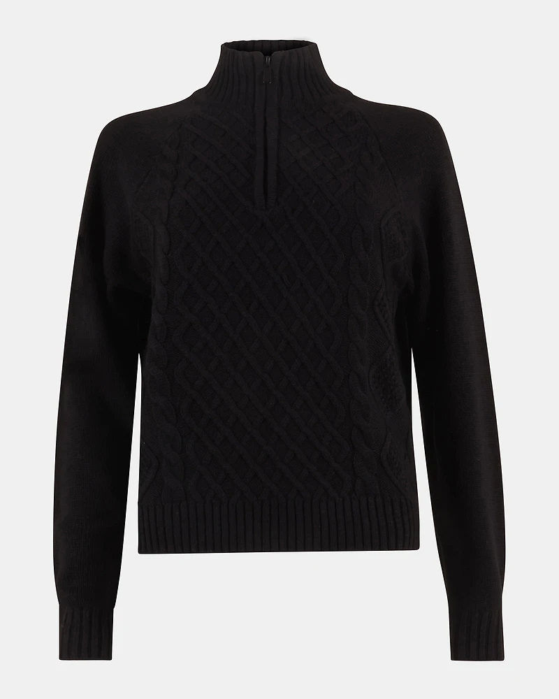 ALLY QUARTER ZIP SWEATER BLACK