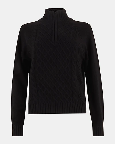 ALLY QUARTER ZIP SWEATER BLACK
