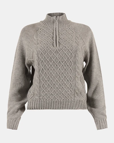 ALLY QUARTER ZIP SWEATER GREY