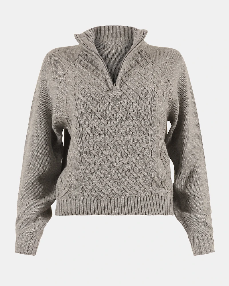 ALLY QUARTER ZIP SWEATER GREY