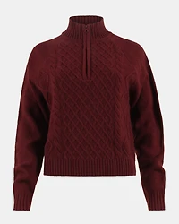 ALLY QUARTER ZIP SWEATER WINE