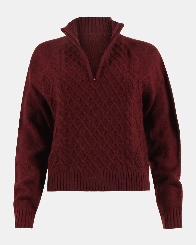 ALLY QUARTER ZIP SWEATER WINE