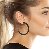RHINESTONE TUBULAR EARRINGS BLACK