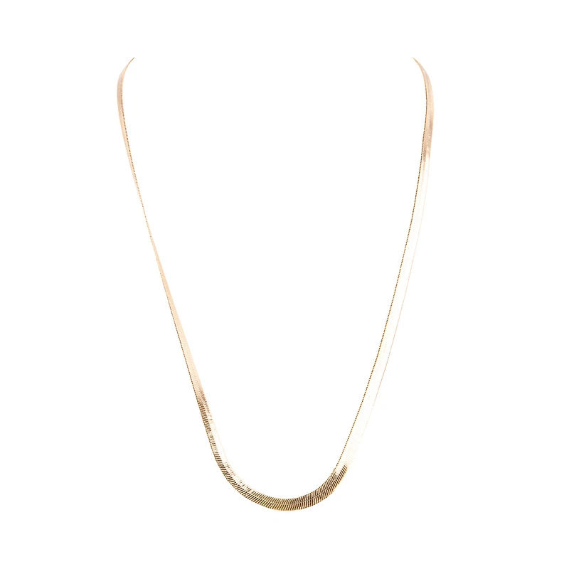 HERRINGBONE THIN CHAIN NECKLACE GOLD