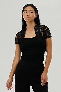 Impress Floral Lace Cardigan - Black