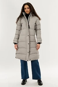 Quilted Maxi Parka Jacket - Stone