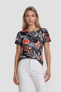 Short Sleeve Plant Print Tee - Multi