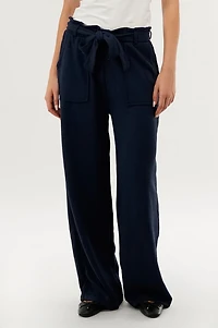 Belted Wide Leg Pants - Navy