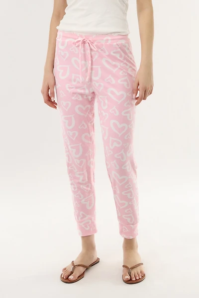 Canada Weather Gear Heart Print Jogger Pajama Pants - Pink