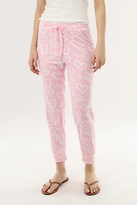Canada Weather Gear Heart Print Jogger Pajama Pants - Pink