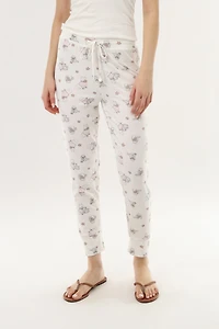 Puppy Print Jogger Pajama Pants - White