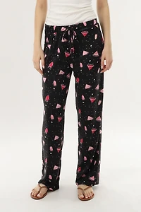 Canada Weather Gear Drinks Print Long Pajama Pants - Black