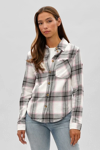 Button Up Flannel Shirt - White