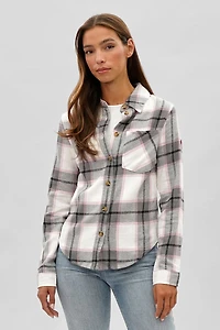 Button Up Flannel Shirt - White
