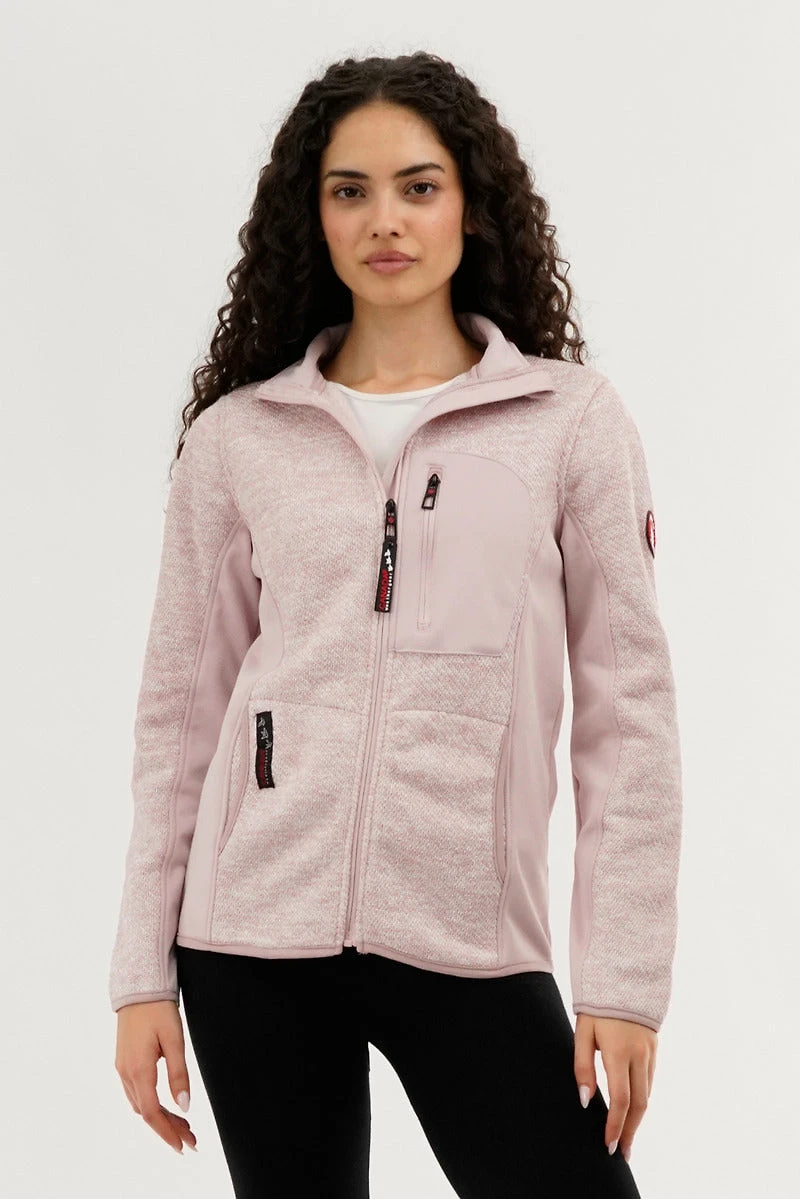 Zip Up Knit Lightweight Jacket - Pink