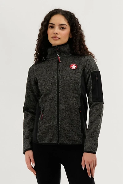 Canada Weather Gear Zip Up Sleeve Pocket Fleece Lightweight Jacket - Black