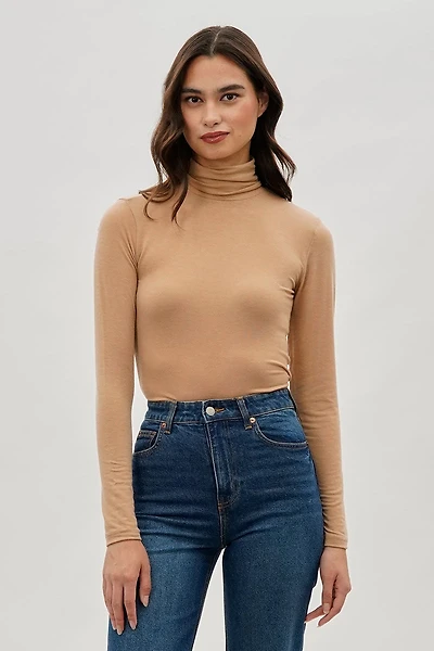 Cinched Side Turtleneck Long Sleeve Top