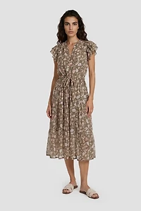 Short Sleeve Tie-Up Midi Dress