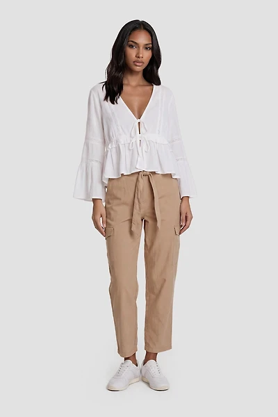 Tie-Up Pants With Side Pockets