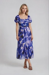 Printed Puff Sleeve Dress