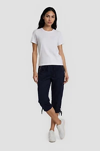 Cotton Zip Capris - Navy