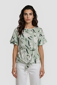 Short Sleeve Front Knot Top - Mint
