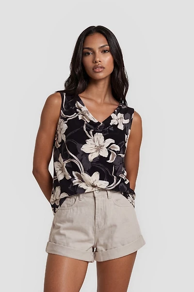 Flower Print Sleeveless Top