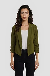 3/4 Sleeve Cropped Blazer - Olive