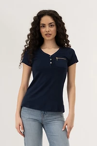 Stylexchange Henley With Zipper Tee