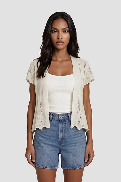 Short Sleeve Open Cardigan