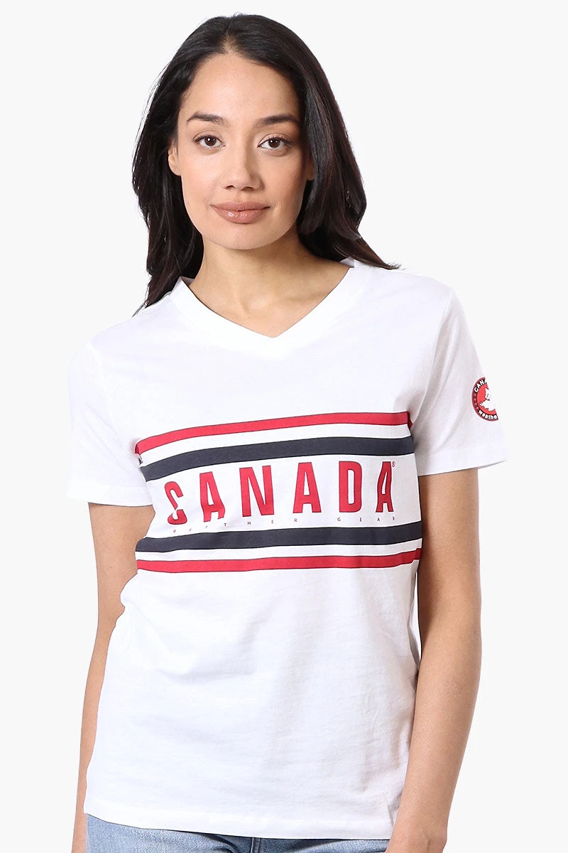 Canada Weather Gear Striped Chest Logo Print Tee