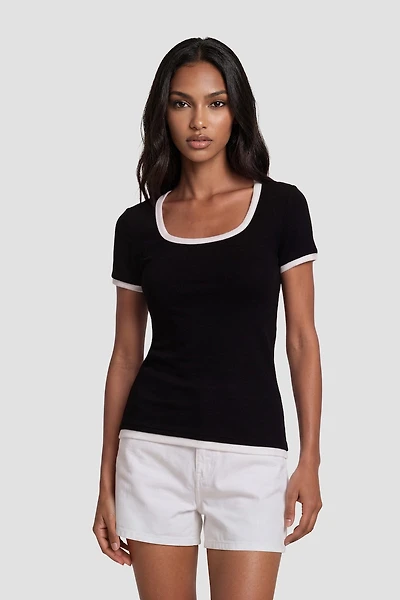 Square Neck Short Sleeve Top