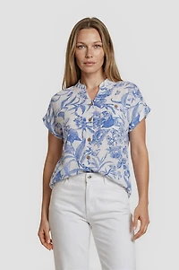 Short Sleeve Printed Shirt - Blue