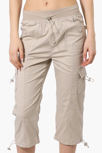 Canada Weather Gear Bungee Waist Cargo Capris - Beige