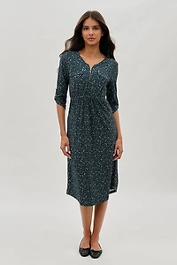 International INC Company Floral Front Zip Midi Dress - Teal