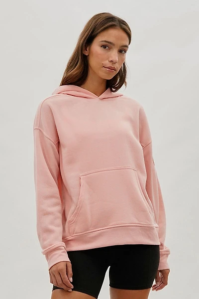 Drop Shoulder Pullover Hoodie - Pink