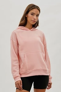 Drop Shoulder Pullover Hoodie - Pink