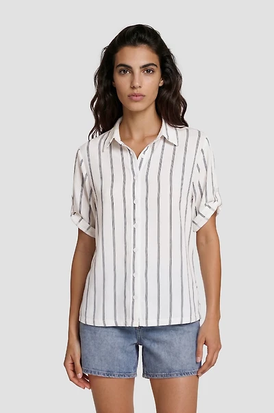 Button Up Short Sleeve Shirt - White