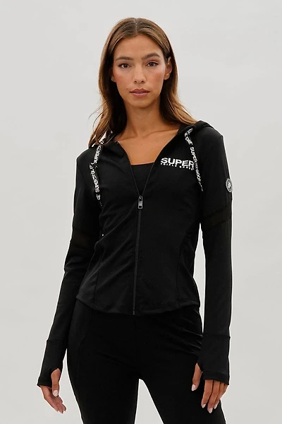 Super Triple Goose Zip Up Active Hoodie - Black