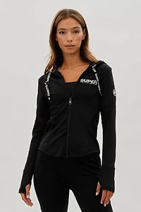 Super Triple Goose Zip Up Active Hoodie - Black