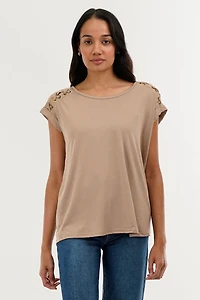 International INC Company Shoulder Lace Up Tee