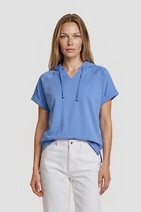 Short Sleeve Hoodie - Blue